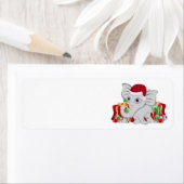 Baby Witte Olifant in Santa Hoed met Cadeaus Etiket (Insitu)
