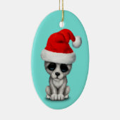 Baby Wolf Cub die een Santa Hat draagt Keramisch Ornament (Rechts)