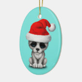 Baby Wolf Cub die een Santa Hat draagt Keramisch Ornament (Links)