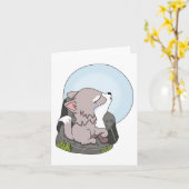 Baby wolf cub huilen bij de maan generiek gebruik kaart (Gele Bloem)