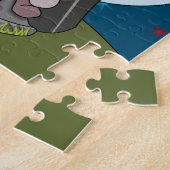 Baby Wolf Howling op een maan Legpuzzel (Zijkant)