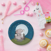 Baby Wolf Howling op een maan Papieren Bordje (Feest)