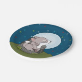 Baby Wolf Howling op een maan Papieren Bordje (Gekanteld)