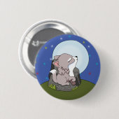 Baby wolf huilt naar de maan ronde button 5,7 cm (Voorkant /achterkant)