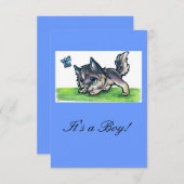 Baby Wolf Invites/Aankondigingen Kaart (Voorkant / Achterkant)