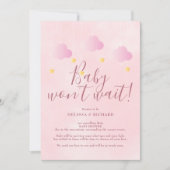 Baby Wont Wachten Roze Baby Meisje Baby shower Kaart (Voorkant)