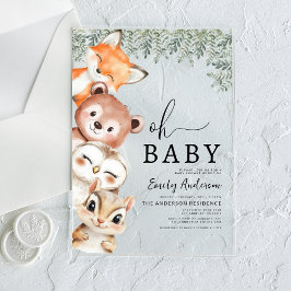 Baby Woodland Animals Baby shower Acryl Uitnodigingen