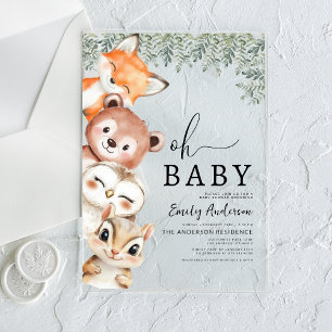 Baby Woodland Animals Baby shower Acryl Uitnodigingen