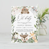 Baby Woodland Animals Baby shower Invitation Kaart (Staand voorkant)