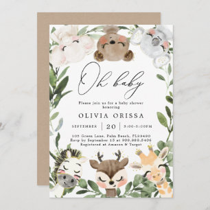 Baby Woodland Animals Baby shower Invitation Kaart