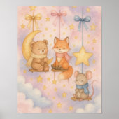 Baby Woodland Animals Celestial Nursery Wall Art Poster (Voorkant)
