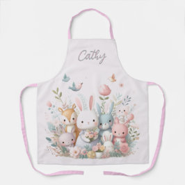 Baby Woodland Animals Pink All-Over Print Schort