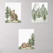 Baby Woodland Beer Nursery Prints - Set van 3 (Voorkant)