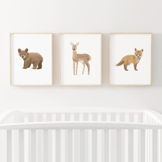 Baby Woodland Dieren Kwekerij Decor Muurkunst Sets