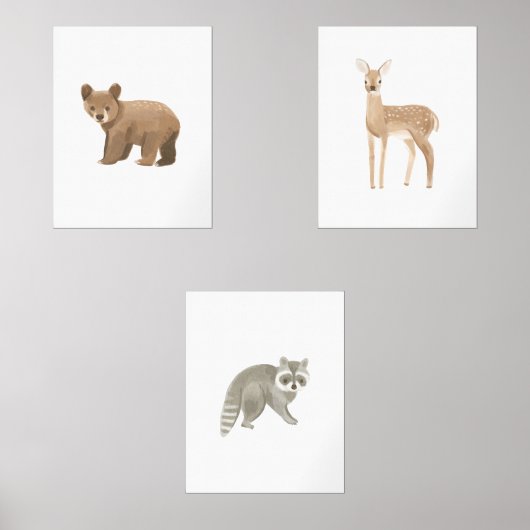 Baby Woodland Dieren Kwekerij Decor Muurkunst Sets (Voorkant)