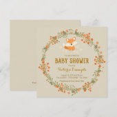 Baby Woodland Fox Baby shower Kaart (Voorkant / Achterkant)