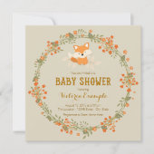 Baby Woodland Fox Baby shower Kaart (Voorkant)