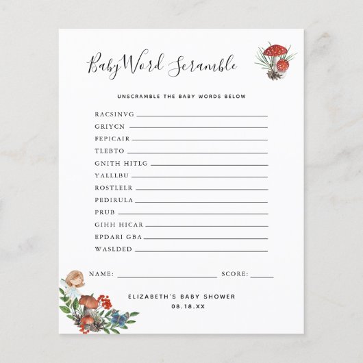 Baby Woord Door Elkaar | Baby Shower Spel (Voorkant)