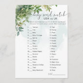 Baby Woord Match USA vs UK Groene Feestje Spel Kaart (Voorkant)