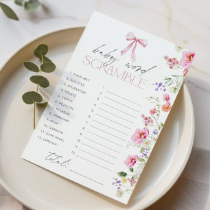 Baby woord scramble Boog Bloem baby shower spel