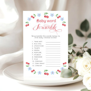 Baby woord Scramble Cherry op Top baby shower spel