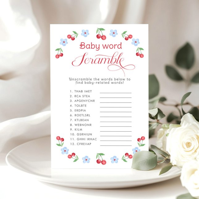 Baby woord Scramble Cherry op Top baby shower spel (Creator heeft geüpload)