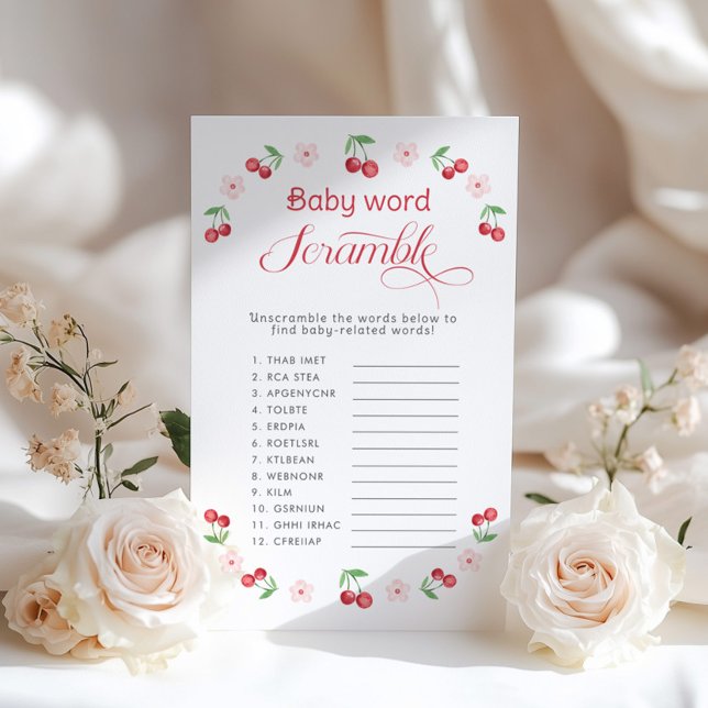 Baby woord Scramble Cherry op Top baby shower spel (Creator heeft geüpload)
