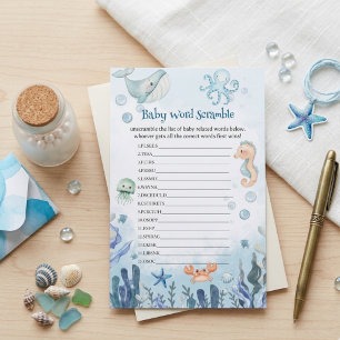 Baby woord scramble onder de zee walvis baby showe
