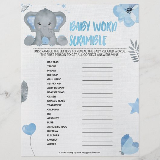 Baby Word-kramble [Baby [blauw] Briefhoofd (Voorkant)