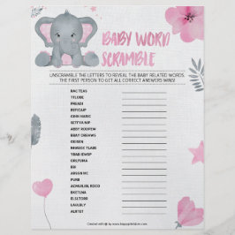 Baby Word-kramble [Baby-olifant [Roze]] Briefhoofd