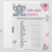 Baby Word-kramble [Baby-olifant [Roze]] Briefhoofd (Voorkant / Achterkant)