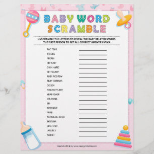 Baby Word-kramble [Baby roze] Briefhoofd