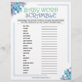 Baby Word-kramble [Blauwe Floral] Briefhoofd