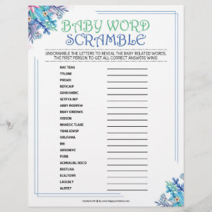 Baby Word-kramble [Blauwe Floral] Briefhoofd