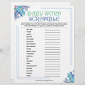 Baby Word-kramble [Blauwe Floral] Briefhoofd (Voorkant / Achterkant)