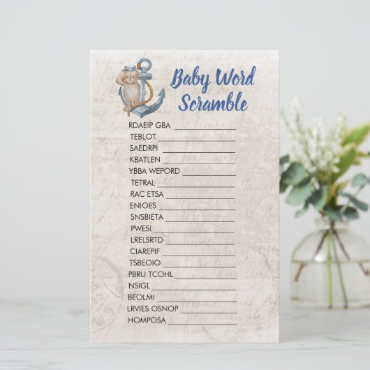 Baby Word Scramble Ahoy Het is een jongen nautisch (Staand voorkant)