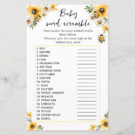Baby Word Scramble baby Bee baby shower spel