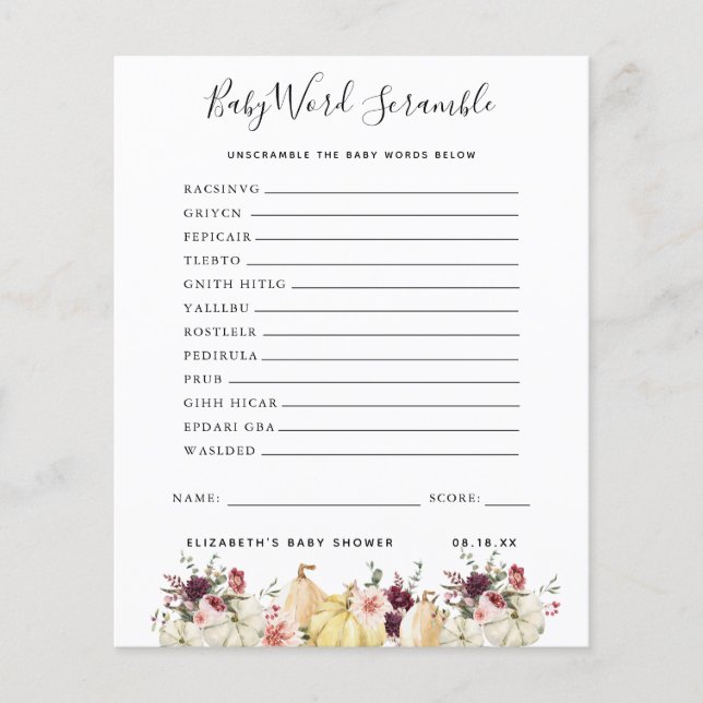 Baby Word Scramble | BABY SHOWER (Voorkant)