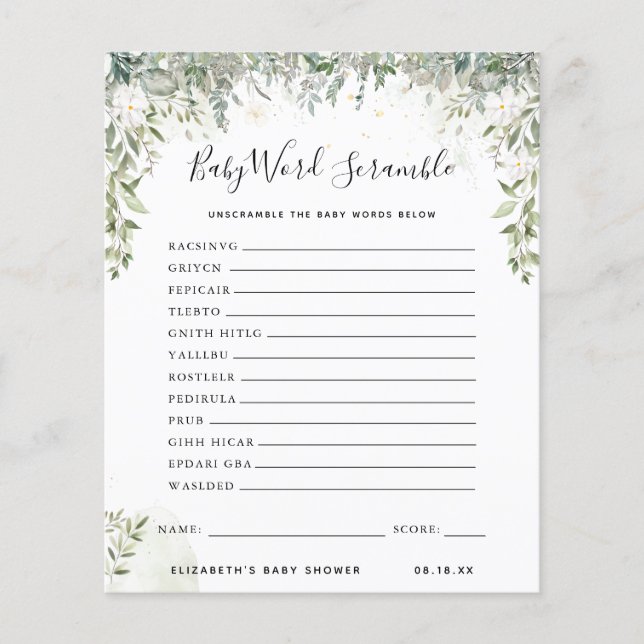 Baby Word Scramble | BABY SHOWER (Voorkant)