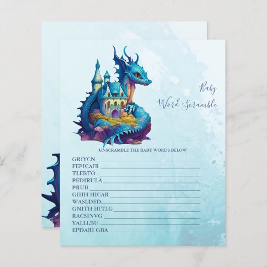 Baby Word Scramble Baby shower Game (Voorkant / Achterkant)