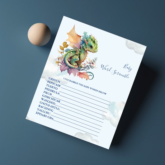 Baby Word Scramble Baby shower Game