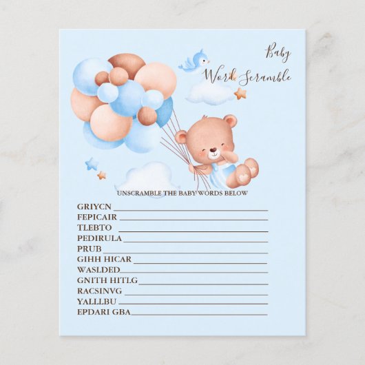 Baby Word Scramble Baby shower Game (Voorkant)