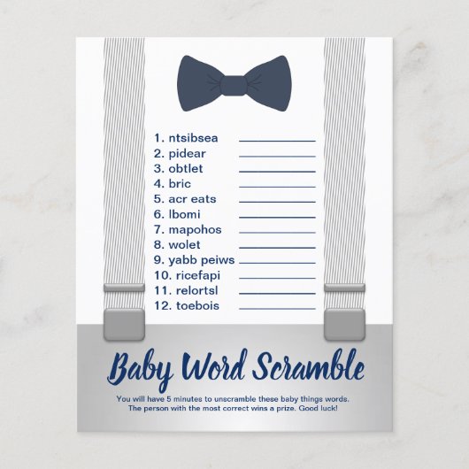 Baby Word Scramble, Baby shower Game Flyer (Voorkant)