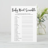 Baby word scramble baby shower game simpel modern kaart (Staand voorkant)