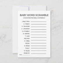 Baby word scramble baby shower spel