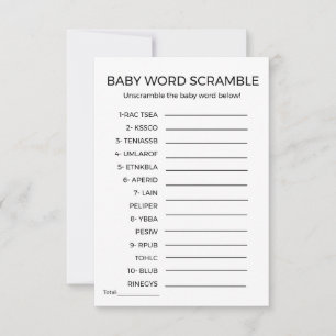 Baby word scramble baby shower spel