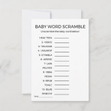 Baby word scramble baby shower spel
