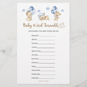 Baby Word Scramble Beer Boy Baby shower