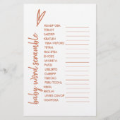 Baby Word Scramble Boho Heart Minimal Terracotta (Voorkant)