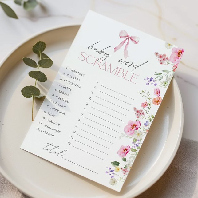 Baby word Scramble Bow Floral baby shower game (Creator heeft geüpload)